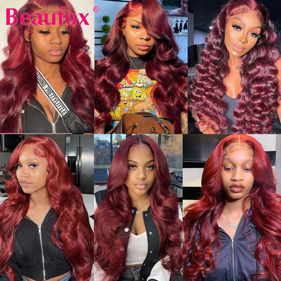 Beaufox 99J Body Wave Bundles - Burgundy Red Hair Extensions