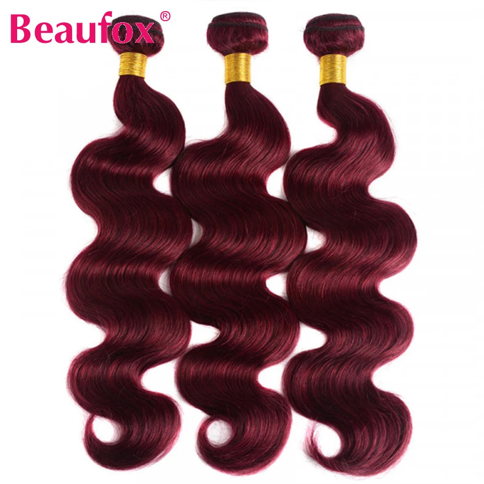 Beaufox 99J Body Wave Bundles - Burgundy Red Hair Extensions