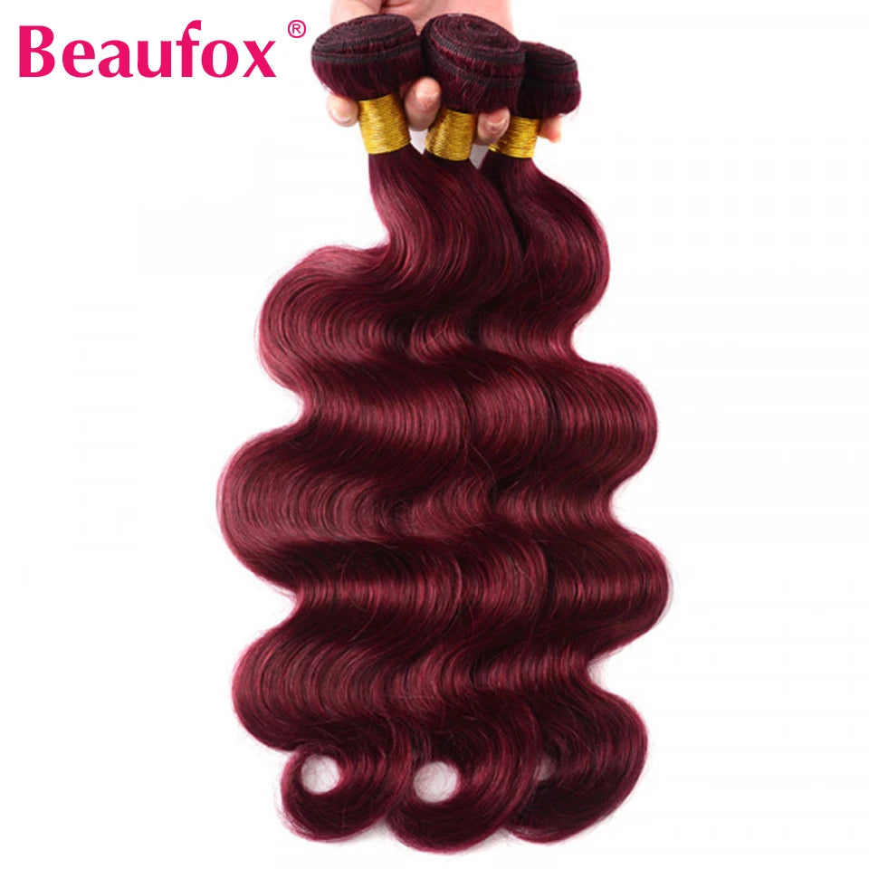 Beaufox 99J Body Wave Bundles - Burgundy Red Hair Extensions