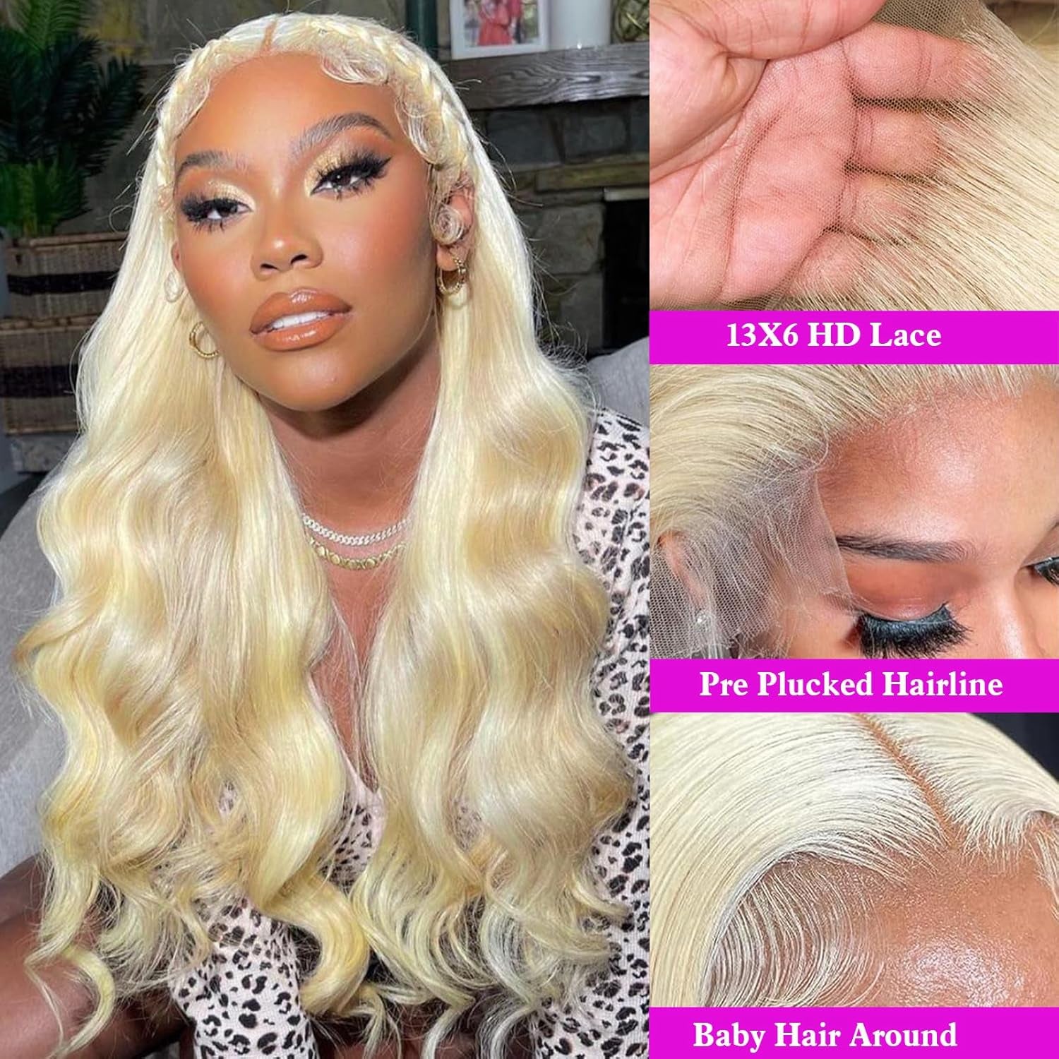 613 13X6 Lace Front Wig Human Hair 32 Inch 200 Density Blonde Wig Human Hair 613 HD Lace Frontal Wig 13X6 Body Wave Blonde Lace Front Wigs Human Hair for Women Pre Plucked with Baby Hair