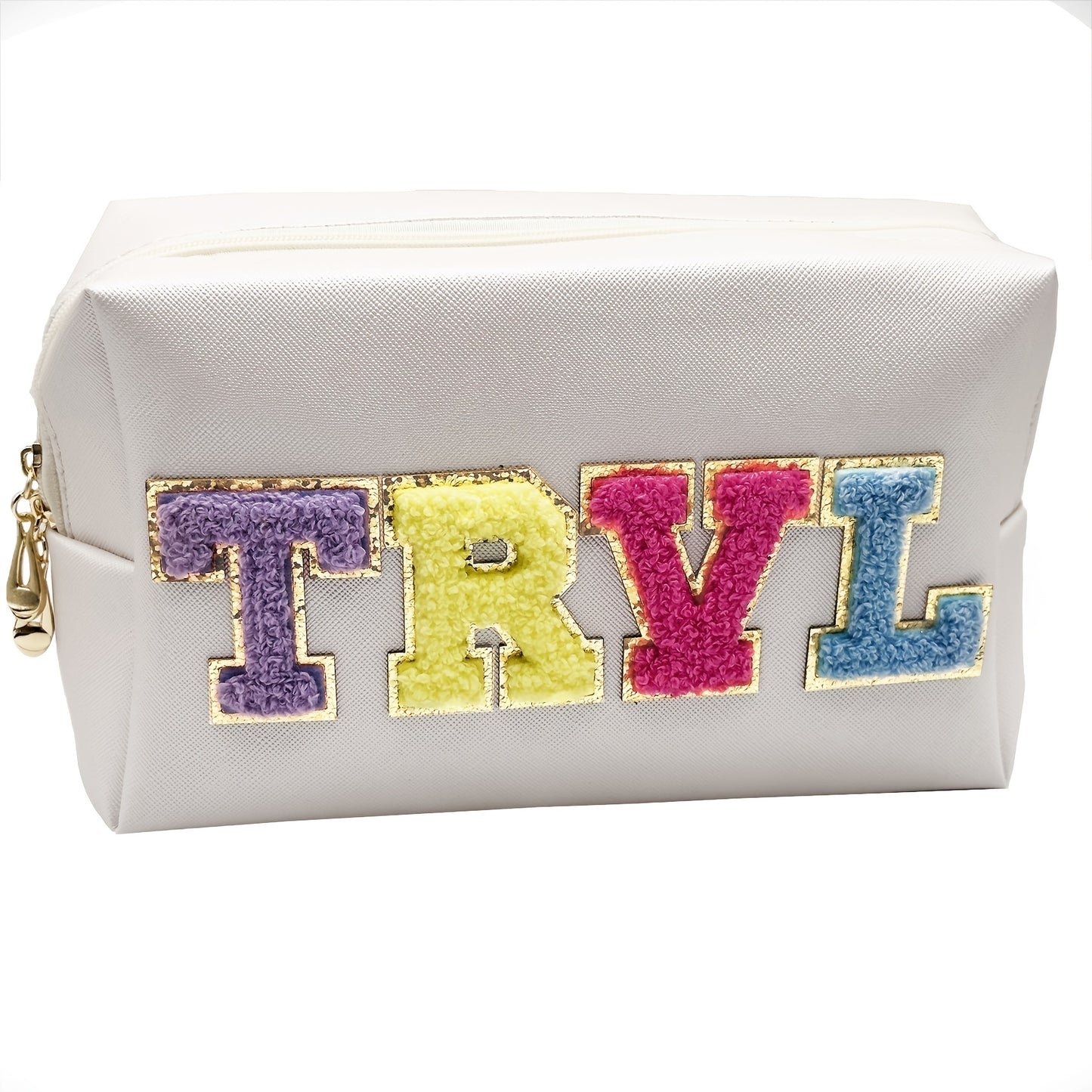 GLAM Chenille Letter Makeup Bag