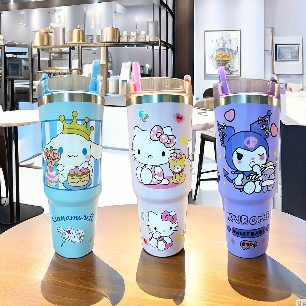 1pc, Sanrio Tumbler, Hello Kitty Kuromi Water Bottle 30oz Stainless Steel