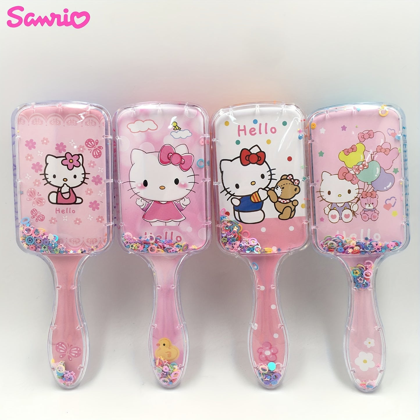 1pcs Sanrio Hello Kitty Pattern Hairdressing Comb Cute Paddle Air Cushion Comb Sequin Airbag Comb Valentine's Day Easter Gift