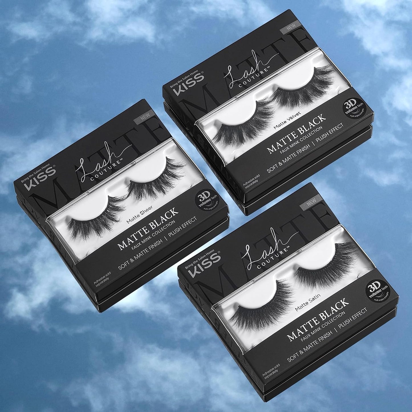 Lash Couture Faux Mink 3D Matte False Eyelashes, Matte Velvet', 16 Mm, Includes 1 Pair of Lash, Contact Lens Friendly, Easy to Apply, Reusable Strip Lashes