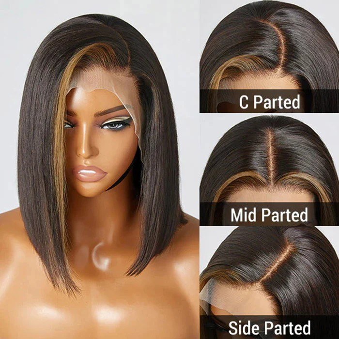 #1B/27 13x4 Straight Frontal Lace C Part Short Wig