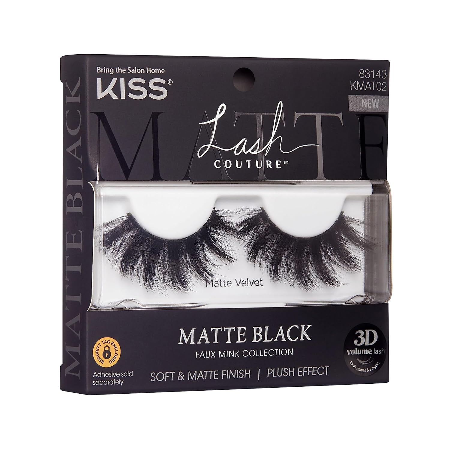 Lash Couture Faux Mink 3D Matte False Eyelashes, Matte Velvet', 16 Mm, Includes 1 Pair of Lash, Contact Lens Friendly, Easy to Apply, Reusable Strip Lashes