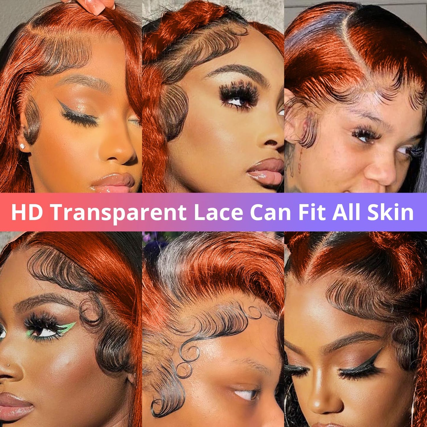 200% Density 13X6 Ginger Lace Front Wigs Human Hair Pre Plucked for Women Ombre 13X6 HD Transparent Ginger Orange Lace Front Wigs Human Hair Glueless Ginger Colored Lace Front Wigs Human Hair (20Inch)