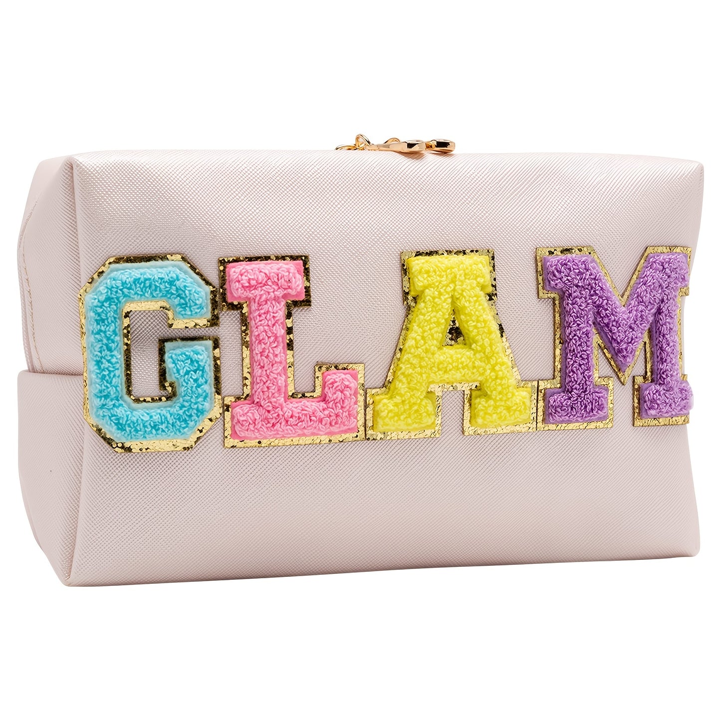 GLAM Chenille Letter Makeup Bag