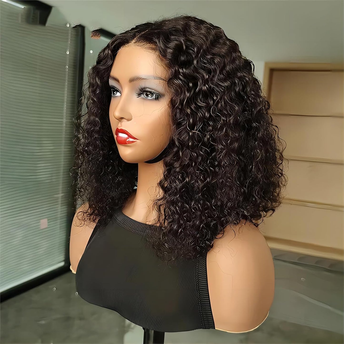 Hair Wear and Go Glueless Wigs Bob Wigs Human Hair Pre Plucked Water Wave Lace Front Wigs