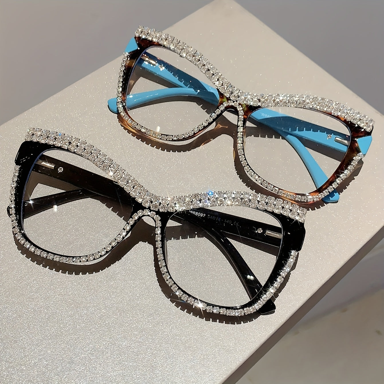 Large Cat Eye Bling Rhinestone Clear Lens Glasses Fashion Computer Glasses Party Prom Decorative Spectacles