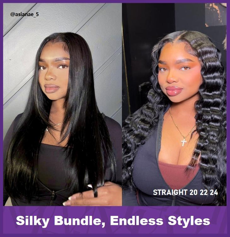 Luvme Upgraded 13A 100% VIRGIN REMI Human Hair Bundle (100+/-5G) DYE. PERM. High-End Salon Hair Super Silky Human Hair Bundles Body Wave Bundles Super Silky Straight Bundles