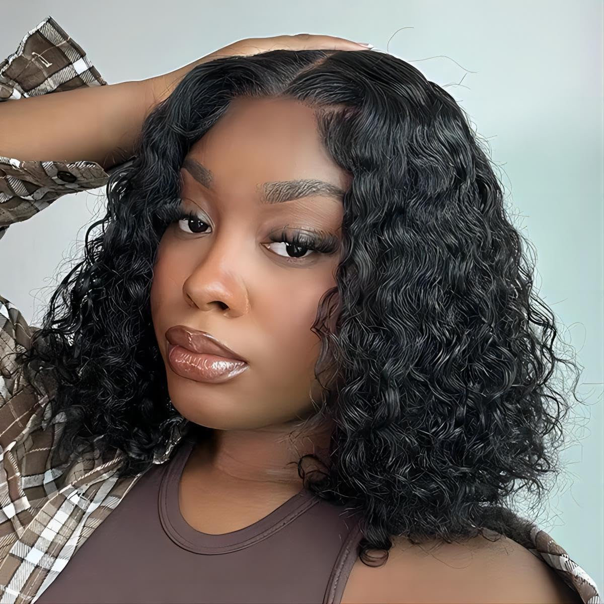 Hair Wear and Go Glueless Wigs Bob Wigs Human Hair Pre Plucked Water Wave Lace Front Wigs