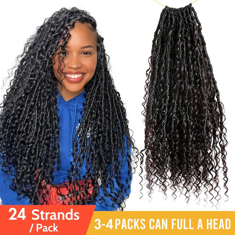 Crochet Faux Locs Braids with Human Hair Curls Pre-Looped