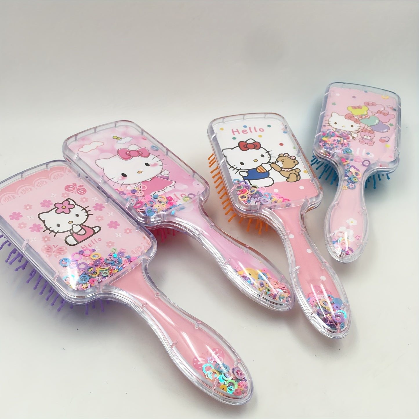 1pcs Sanrio Hello Kitty Pattern Hairdressing Comb Cute Paddle Air Cushion Comb Sequin Airbag Comb Valentine's Day Easter Gift