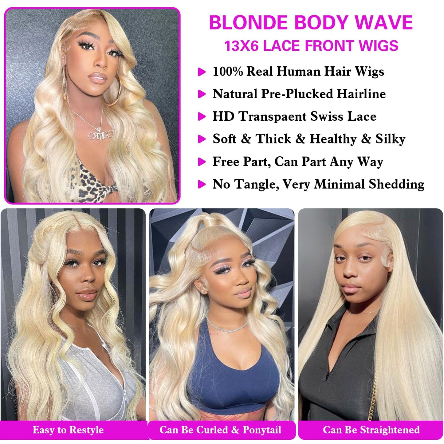 613 13X6 Lace Front Wig Human Hair 32 Inch 200 Density Blonde Wig Human Hair 613 HD Lace Frontal Wig 13X6 Body Wave Blonde Lace Front Wigs Human Hair for Women Pre Plucked with Baby Hair