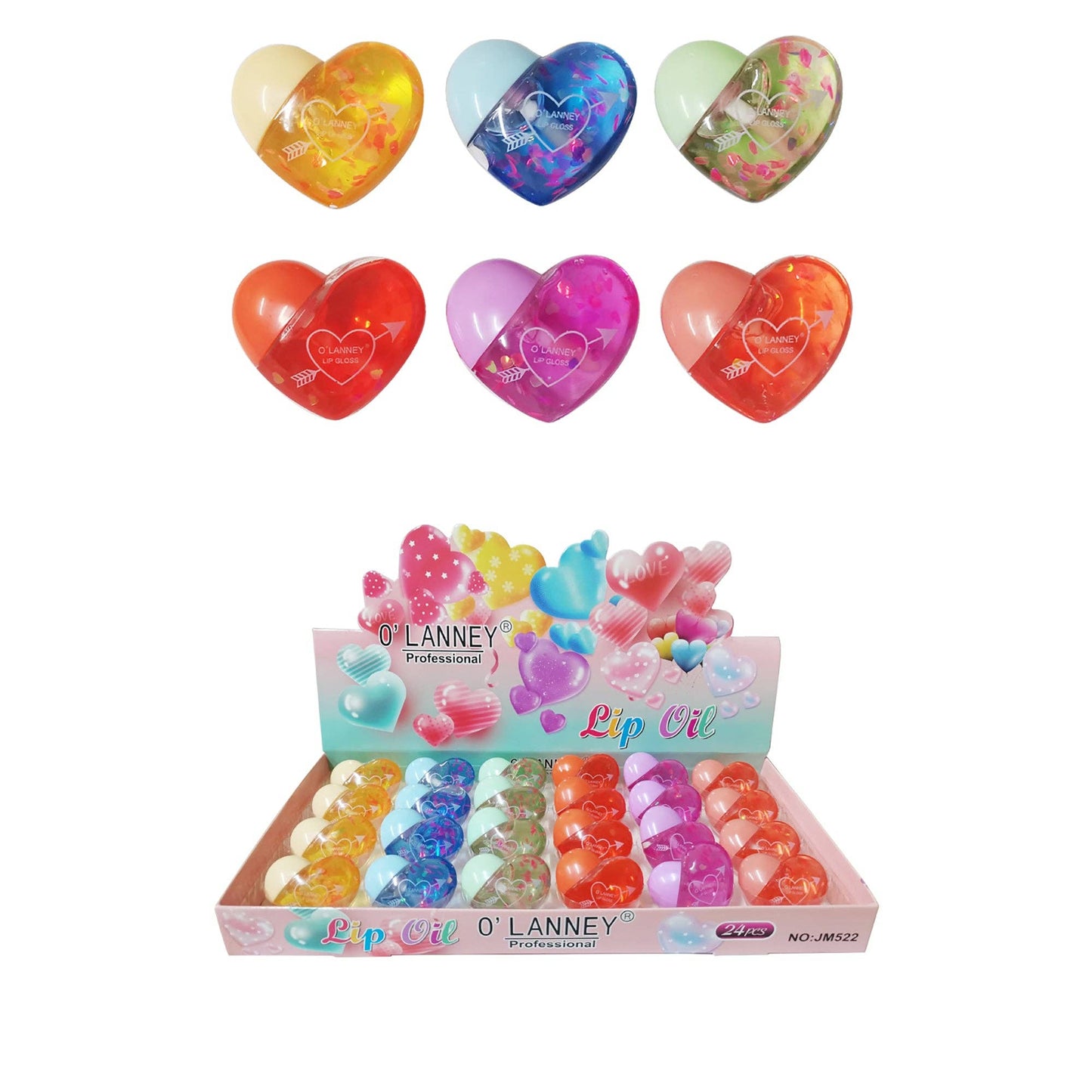 HEART LIP OIL 2322-32 (24PC): ASSORTED