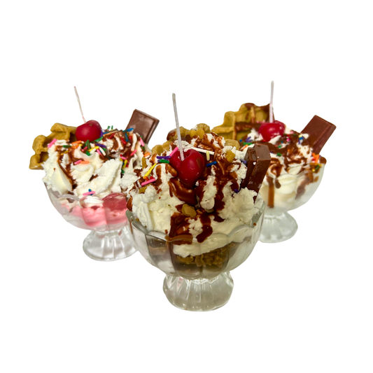Strawberry scoop Waffle Sundae Bowl Soy Wax Candles