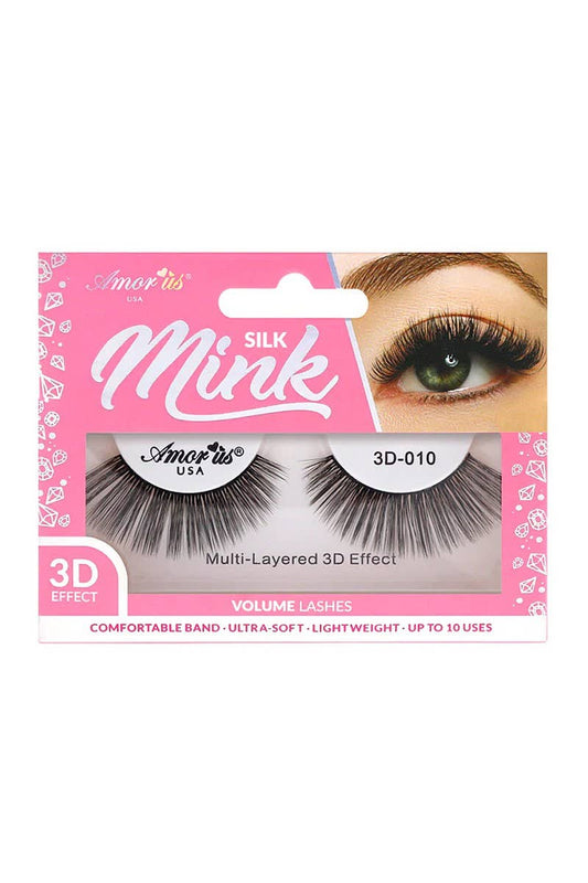 Amor Us Silk Mink Eyelashes 3D-10q - 12pcs