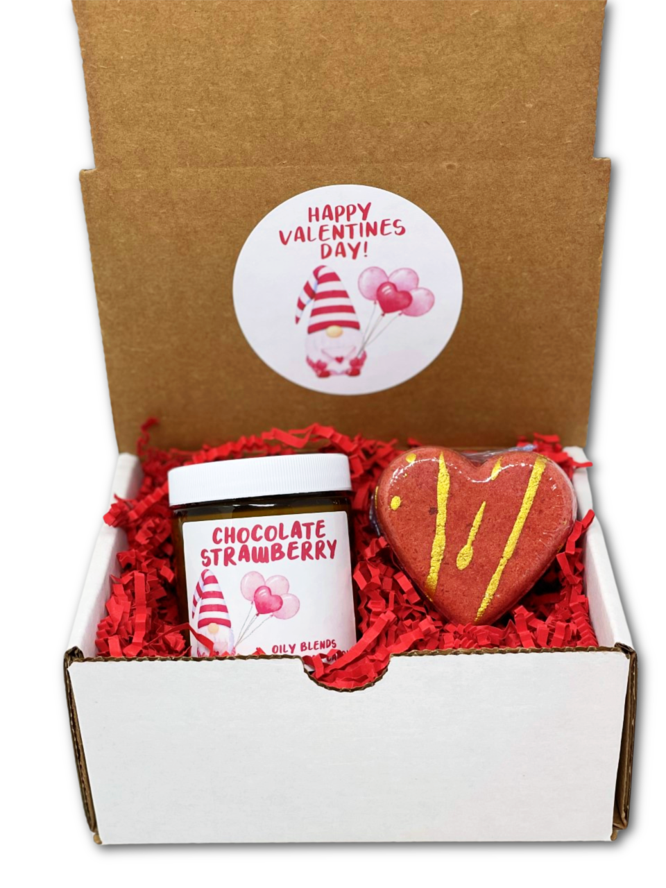 Valentines Day Gift Set with Candle and Bath Bomb - Sampler