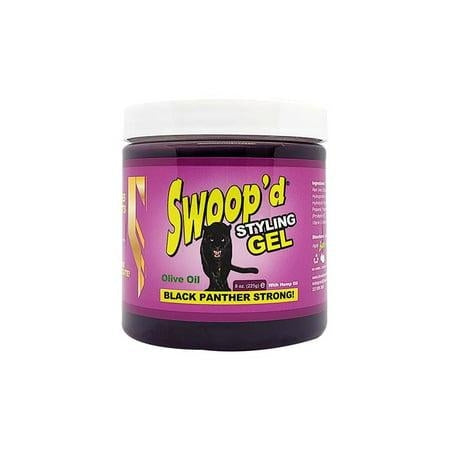 Black Panther Strong Swoop'd Styling Gel 8 Oz. with Olive Oil and Hemp Oil