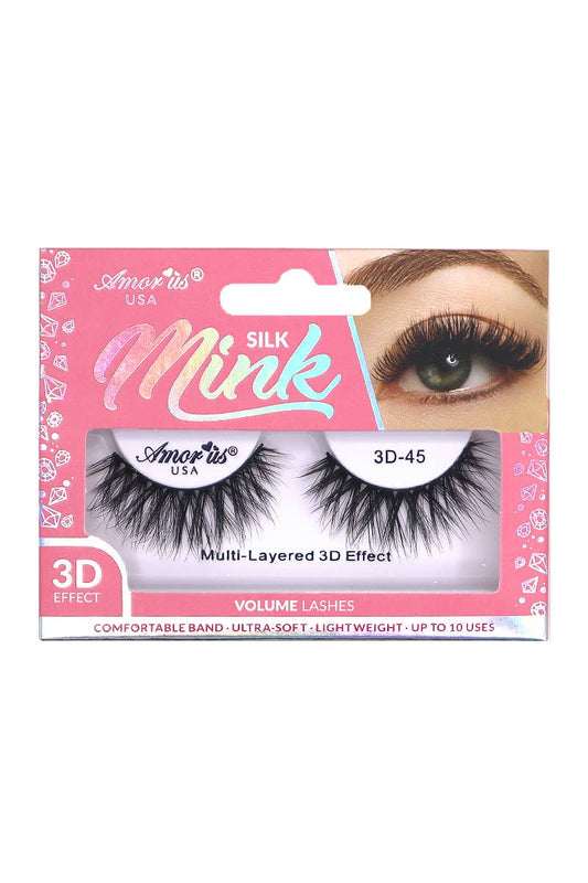 Amor Us Silk Mink Eyelashes 3D-45 - 12pcs