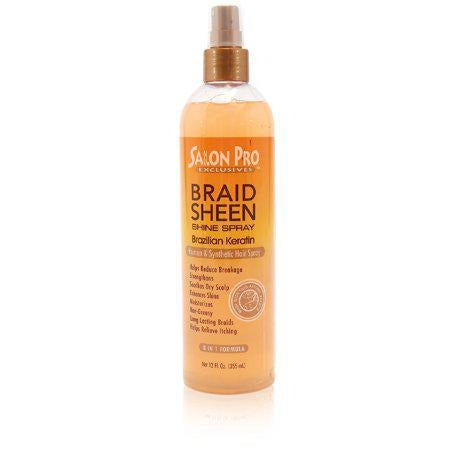 Salon PRO 8-in-1 Braid Sheen Shine Spray Brazillian Keratin Oil 12oz