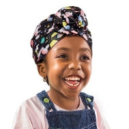 Red BY Kiss Kids Pre-Tied Top Knot Turban, African Soft Spandex Turban, Stretch Head Wear