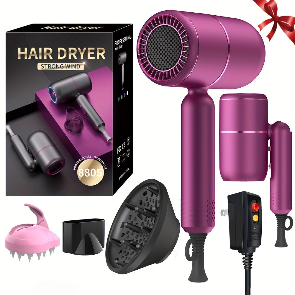 Blow Dryer, Ionic Hair Dryer With Diffuser, Foldable Handle Travel Hair Dryer, Constant Temperature Hair Care Without Damaging Hair